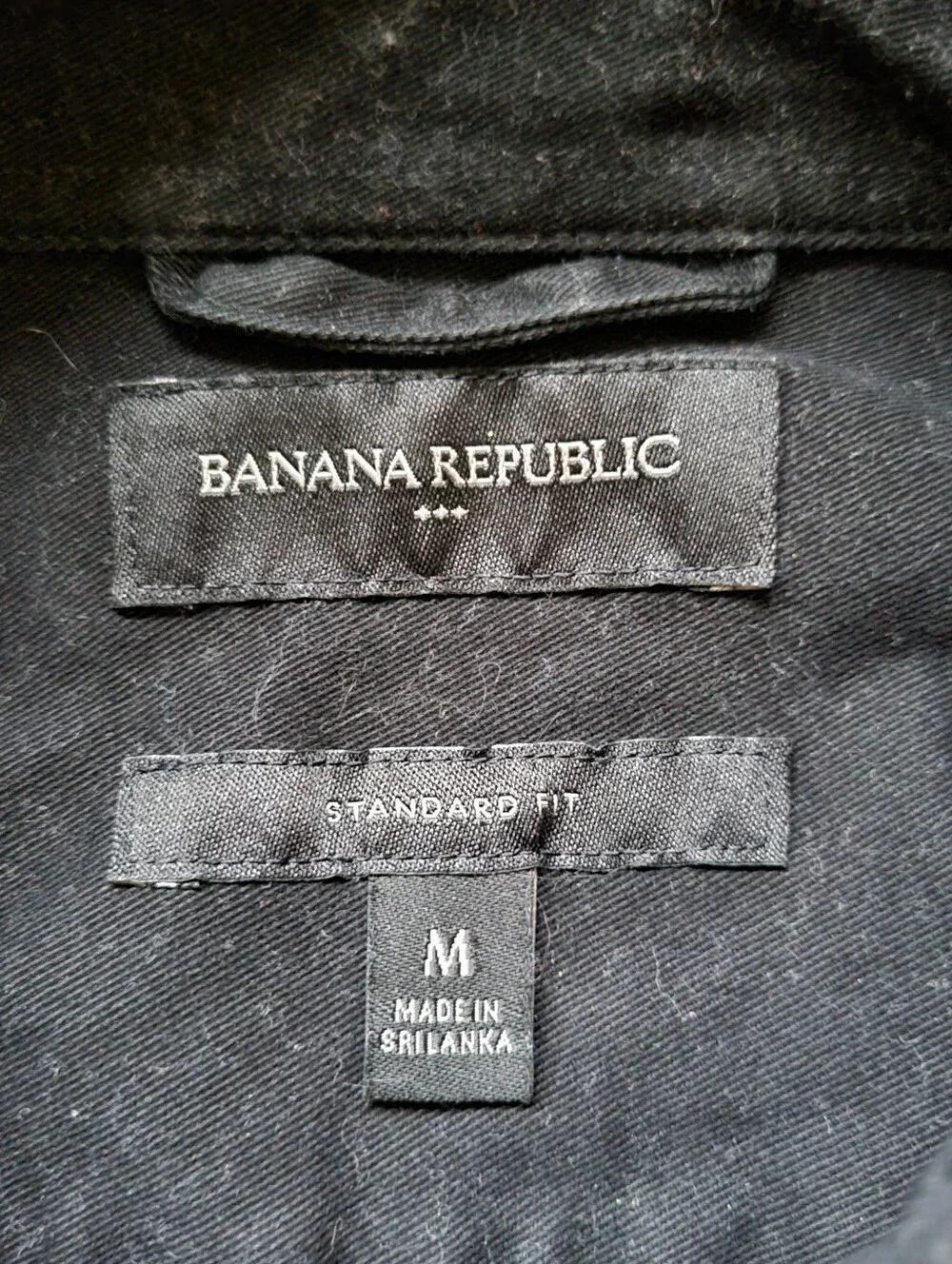 Banana Republic Long Sleeve Utility Shirt Standard Fit Black Men's Medium